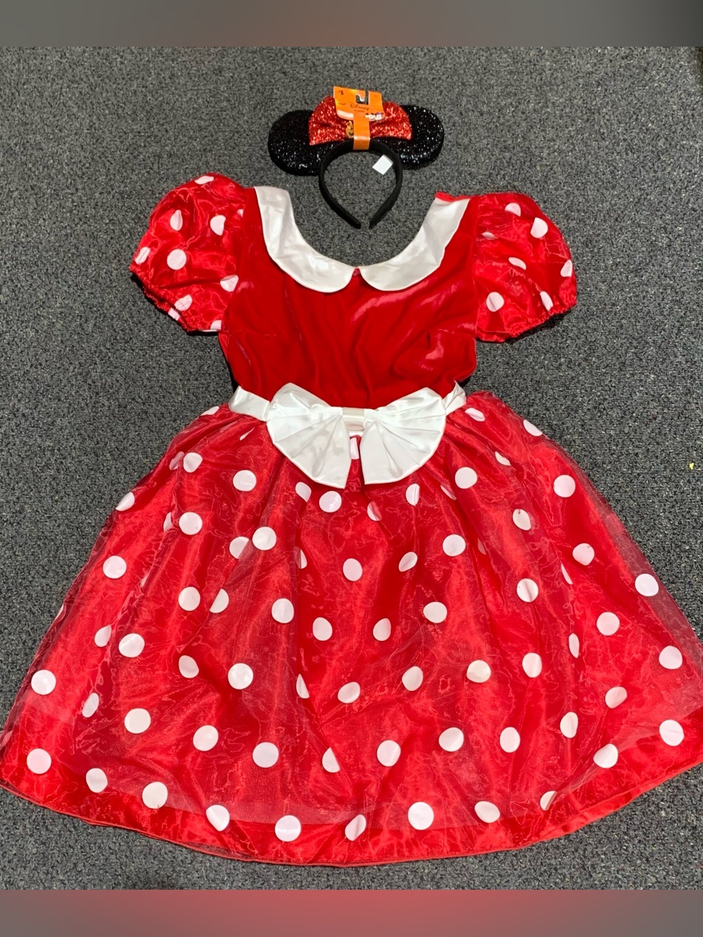Disney Minnie Mouse womens size medium dress and new sparkly ears headband costu